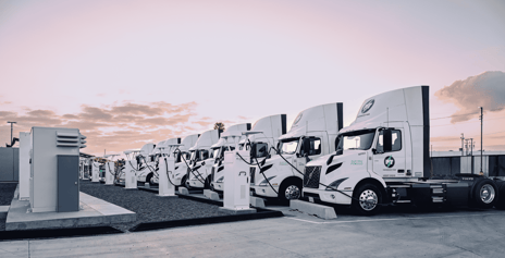 Fleet of Performance Team EV trucks