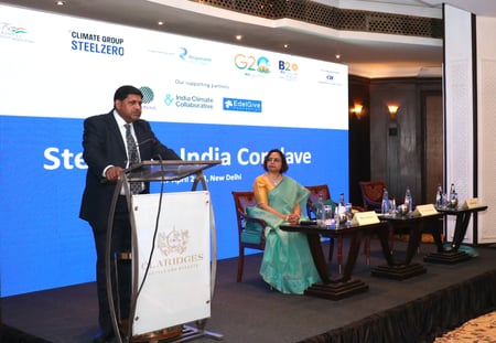 Shikhar Jain addressing the audience at SteelZero India Conclave