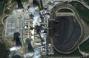 Satellite image of the Scherer power plant. Sourced using Google Earth Explorer.