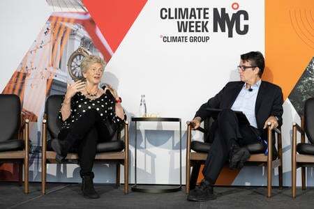 Image of Administrator Carnahan speaking at our Greener Buildings session at Climate Week NYC 2024
