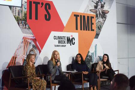Image of panel for 'Lower emission steel supply chains' event at Climate Week NYC 2024