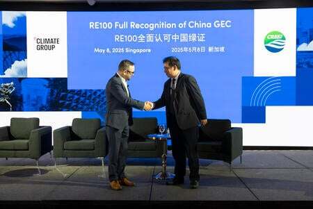 Handshake moment on stage