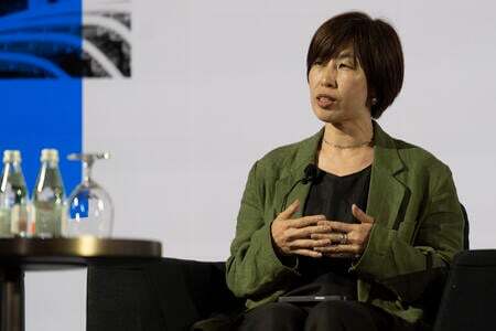 Kimiko Hirata, Executive Director of Climate, Integrate on stage