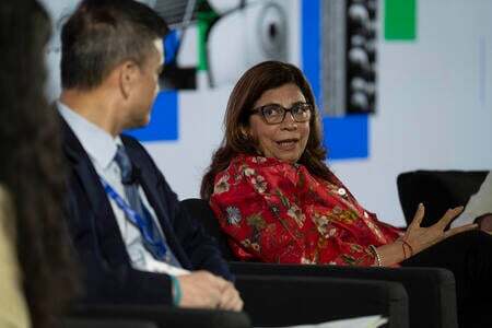 Deepali Khanna, Head of Asia, Rockefeller Foundation on stage
