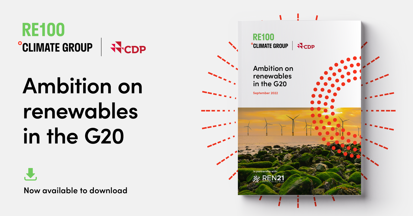 RE100 - Ambition on Renewables in the G20 - Report Social Card - Twitter AW1