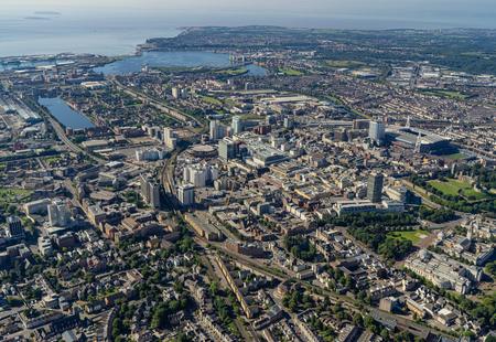 Aerial of Cardiff, Wales