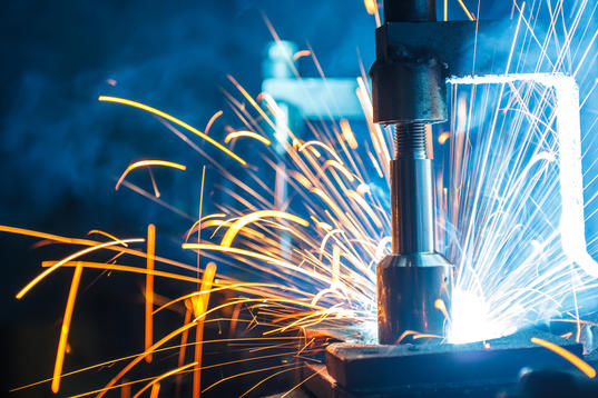 Sparks fly in industrial process