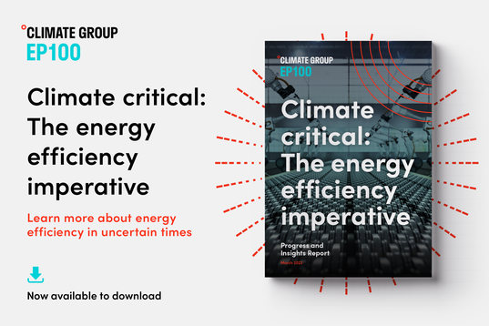 Image shows report cover for Climate critical: The energy efficiency imperative