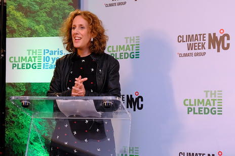 Helen Clarkson on stage at Climate Week NYC 2021
