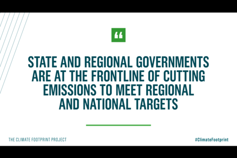 Quote card with text: State and regional government are at the frontline of cutting emissions to meet regional and national targets 