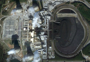 Satellite image of the Scherer power plant. Sourced using Google Earth Explorer.