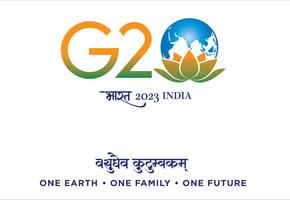 G20 2023 India logo and strapline: One Earth, One Family, One Future