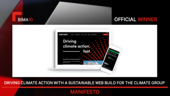 Image of Climate Group's website which won an award with BIMA