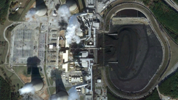 Satellite image of the Scherer power plant. Sourced using Google Earth Explorer.
